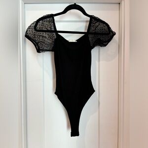 Black Puff Sleeve Bodysuit